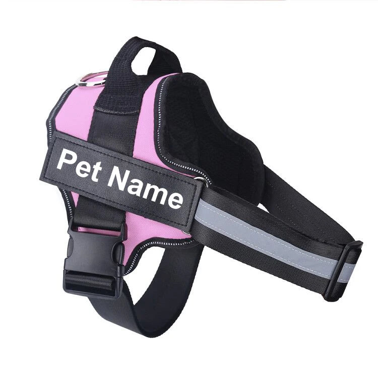 NO PULL Reflective Adjustable Pet Harness Vest with ID Custom Patch