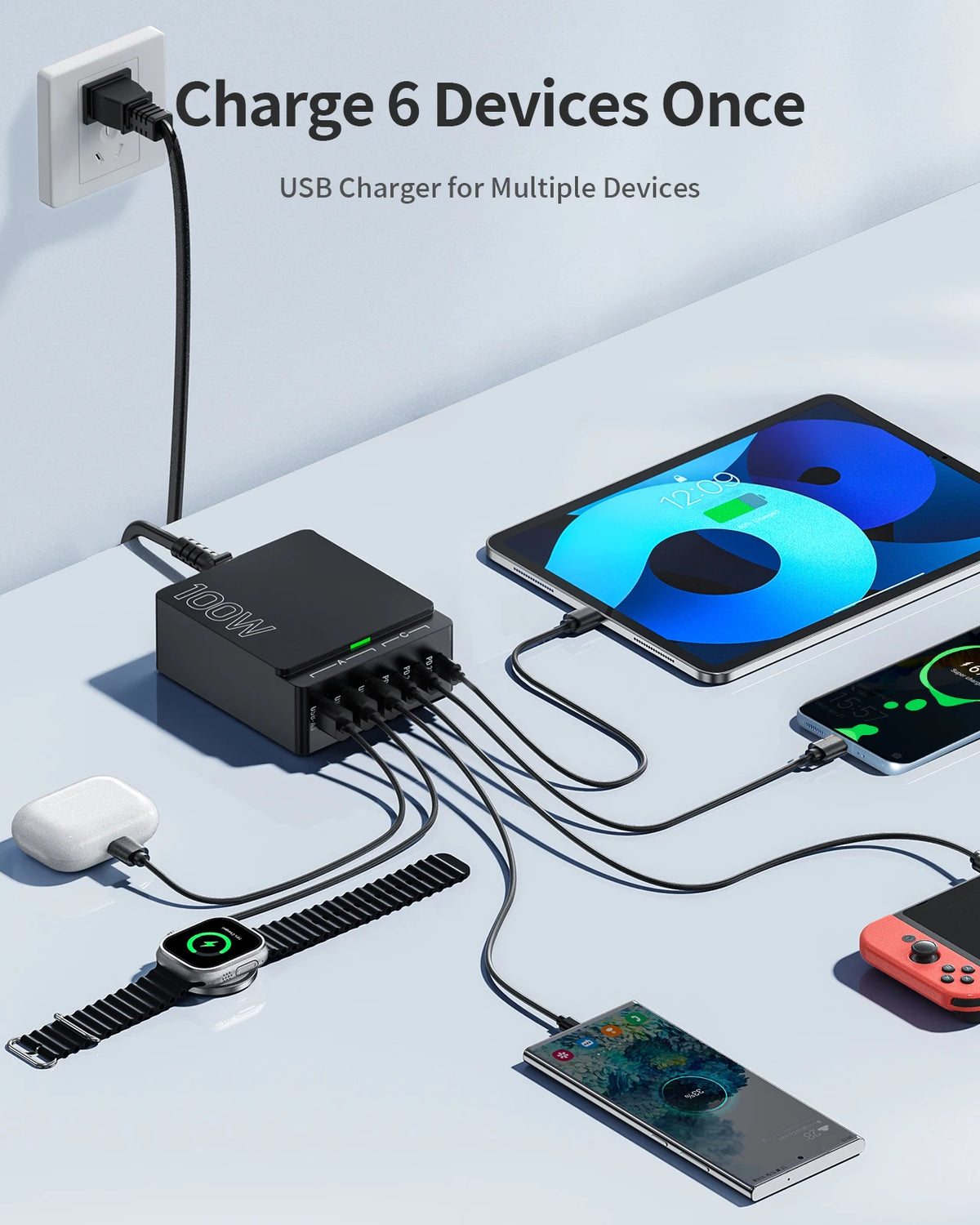 100W 6-Port Quick Charge Hub