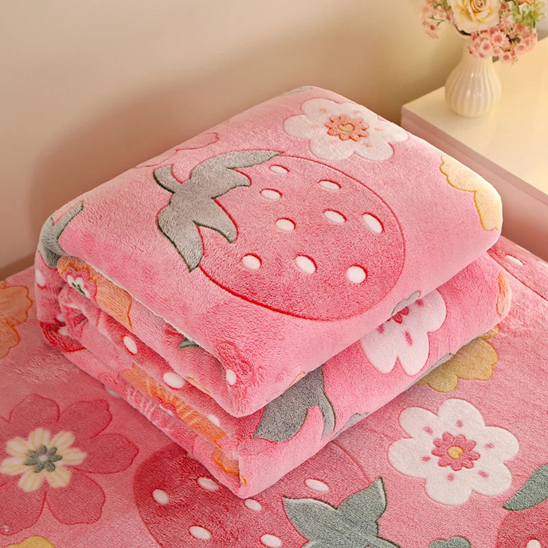 1pc Floral Style Warm Bedspread