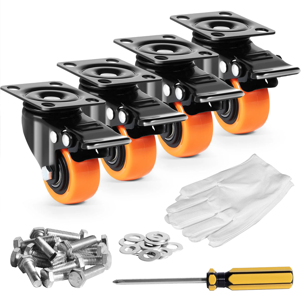 SucceBuy 2/3/4/5/6-inch Swivel Plate Casters Set of 4