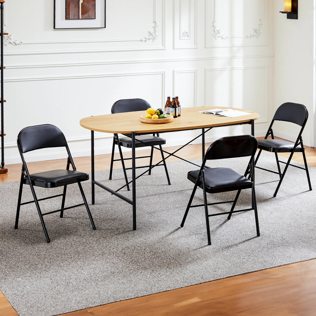 JHK Leather Padded Folding Chair 4 Pack