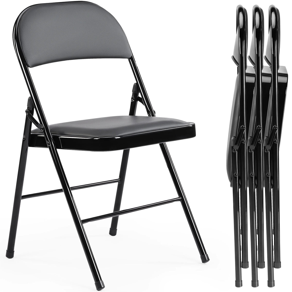 JHK Leather Padded Folding Chair 4 Pack