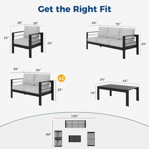 , 7-Seater Aluminum  Furniture For Outside