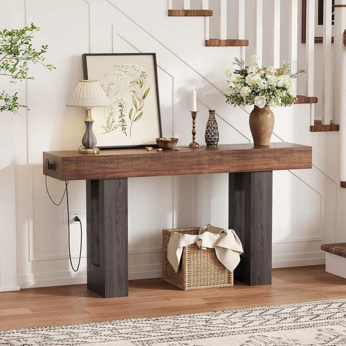 63" Console Table With Power Outlet & USB-C