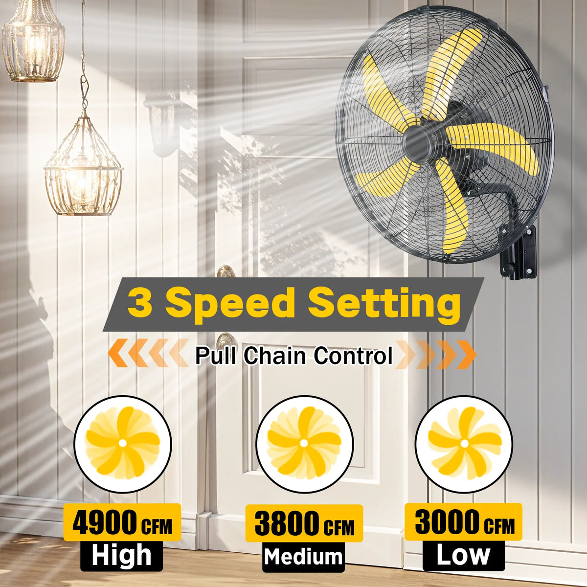 3 Speed Oscillating Wall Fan
