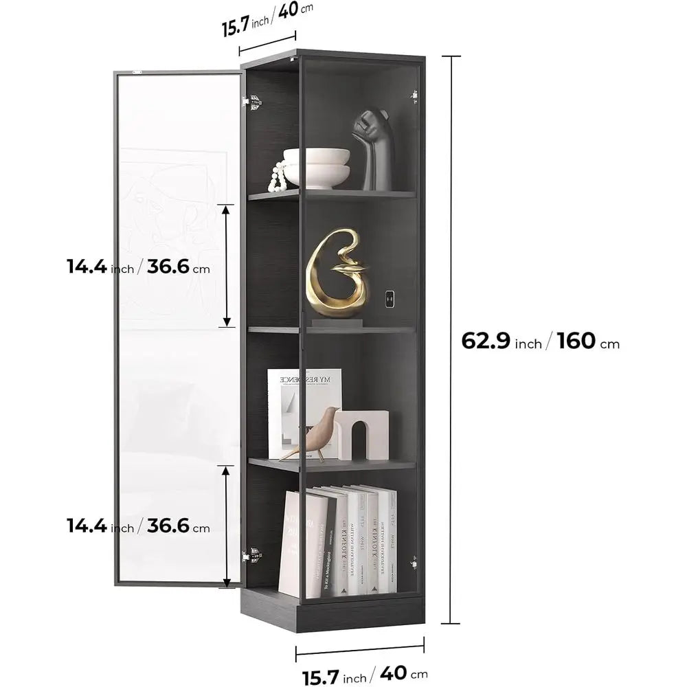 4-Tier Display Cabinet with Glass Doors