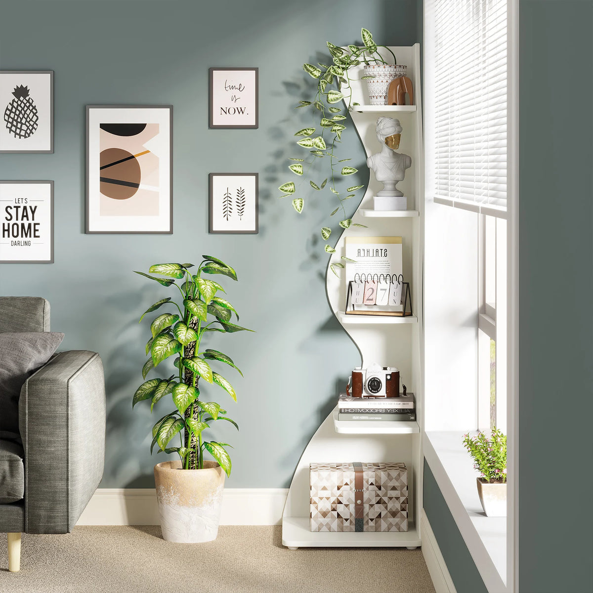 Tribesigns Modern 5-Tier Corner Bookshelf