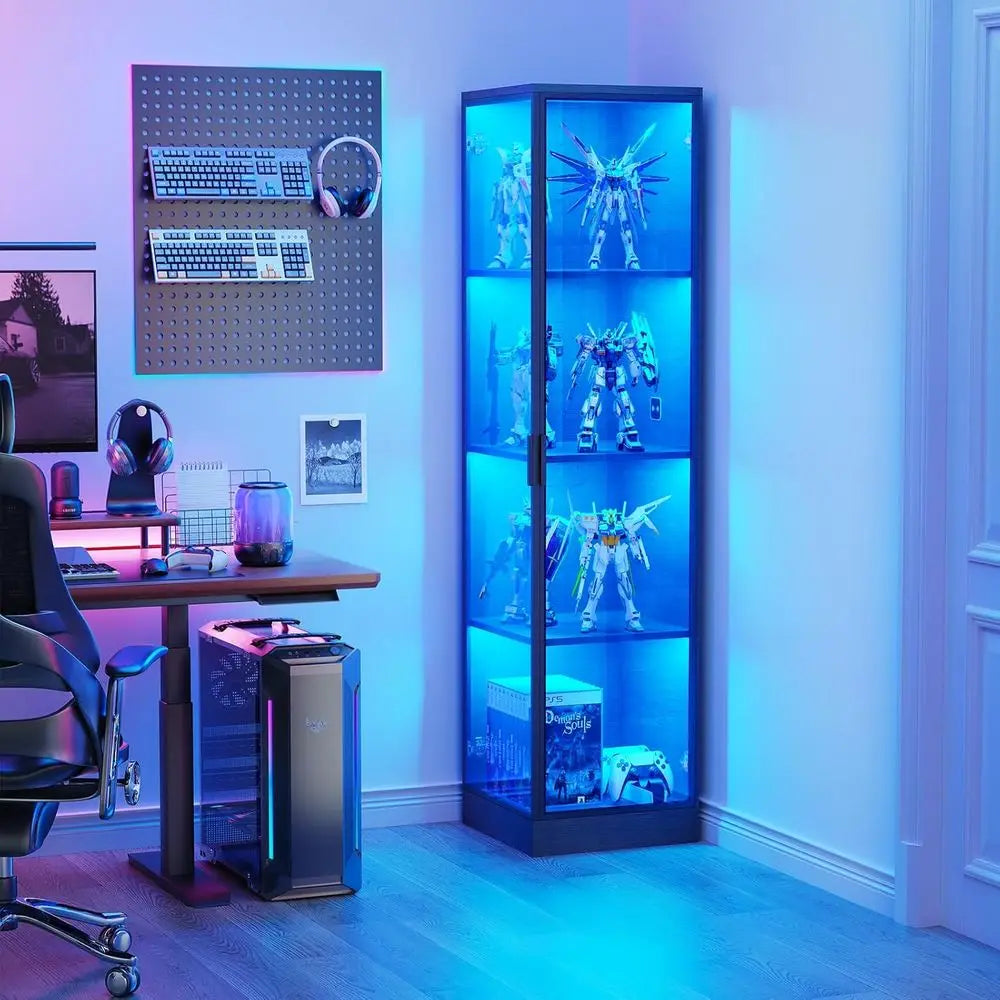 4-Tier Display Cabinet with Glass Doors